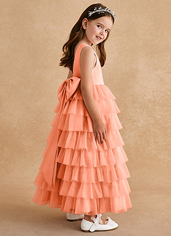 Azazie Twinkle Toes vestidos de niña de las flores Vestido de Atardecer de Tul de Corte En A con Lazo image5