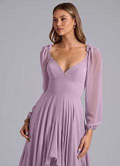 Azazie Karan Bridesmaid Dresses Wisteria A-Line Long Sleeve Chiffon Dress image6