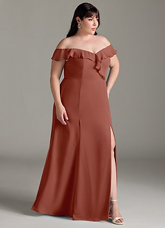 Azazie Sophie Bridesmaid Dresses Auburn A-Line Off the Shoulder Chiffon Convertible Dress image10