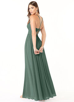 Azazie Aaida Abiti da Damigella Abito A-Line in Chiffon Corsetto Muschio Marino image5