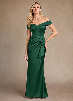 Azazie Laredo vestidos de madre de la novia Vestido de Verde Oscuro de Satén Elástico de Sirena con Vestidos sin tirantes image3