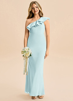 Azazie Alissa Junior Sea Glass Mermaid Ruched Chiffon Dress image4