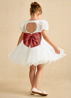 Azazie Debbie Flower Girl Dresses Ivory Terracotta Ball-Gown Sweetheart Neckline Organza Dress image6