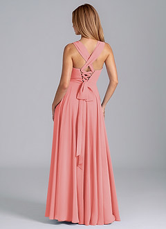 Azazie Darana Bridesmaid Dresses Coral A-Line Corset Chiffon Dress image7