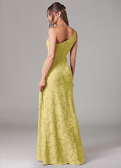Azazie Ellianna Bridesmaid Dresses Canary A-Line One Shoulder Floral Burnout Dress image4