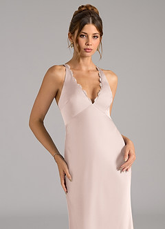 Azazie Tianna Bridesmaid Dresses Blushing Pink A-Line Stretch Satin Dress image7