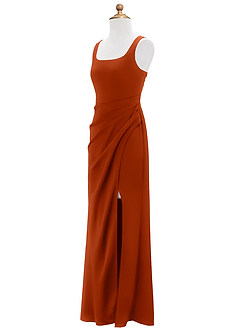 Azazie Mero Junior Paprika Mermaid Pleated Stretch Satin Dress image7