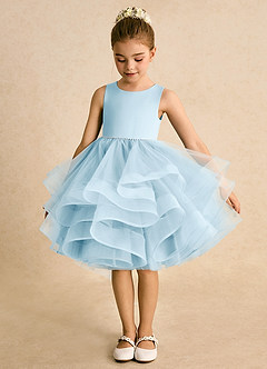 Azazie Tinie Flower Girl Dresses Sky Blue Ball-Gown Bow Tulle Dress image5