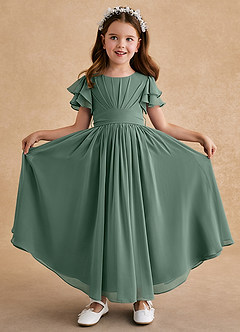 Azazie Ali Final Sale Agave A-Line Pleated Chiffon Dress image1