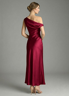 Azazie Emerson Bridesmaid Dresses Burgundy Mermaid Off the Shoulder Stretch Satin Dress image6
