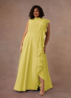 Azazie Narine 신부의 어머니 드레스 A라인 주름진 쉬폰 플로어 길이 드레스 image7