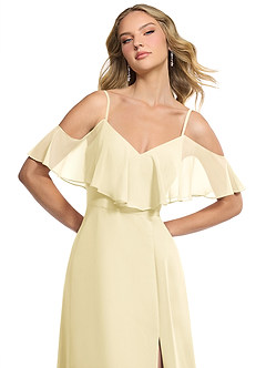 Azazie Jean Bridesmaid Dresses Lemon Sorbet A-Line Chiffon Convertible Dress image6