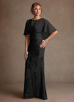Azazie Amrita Mother of the Bride Dresses Black Mermaid Lace Chiffon Dress image1