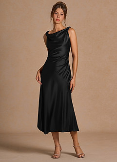 emerald green satin midi dress Off The Shoulder Midi Dress Satin A-Line Silhouette for Wedding Guest