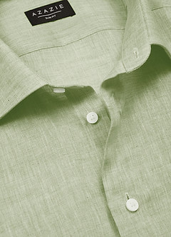 front Elliot Dusty Sage 100% Linen Dress Shirt