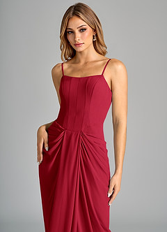 Azazie Anaïs Bridesmaid Dresses Scarlet Sheath Strapless Chiffon Dress image7
