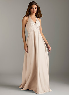 Azazie Tessie Bridesmaid Dresses White Alabaster A-Line Pleated Stretch Satin Dress image1