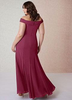 Azazie Lecia Vestidos de damas de honor Vestido de Mora de Gasa de Imperio Convertible con Plisado fuera del hombro image9