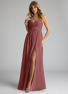 Azazie Alia Bridesmaid Dresses Amethyst A-Line Pleated Chiffon Dress image3