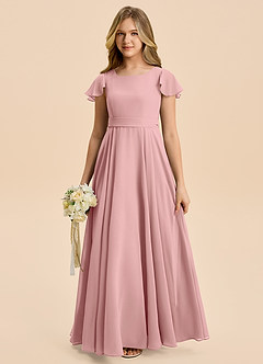 Azazie Cady Junior Dusty Rose A-Line Pleated Chiffon Dress image1