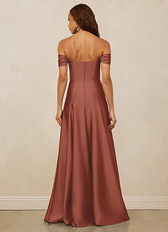 Christian Siriano Bridal for Azazie 1002 Brautjungfernkleider Wandelbar A-Linie Schulterfrei Stretch-Satin Kleid Rotbraun image6