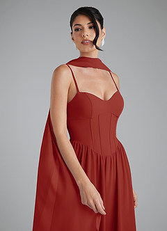 Azazie Alisha Bridesmaid Dresses Terracotta A-Line Corset Chiffon Dress image7