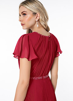 Azazie Kara Modest Bridesmaid Dresses A-Line Pleated Chiffon Floor-Length Dress image6