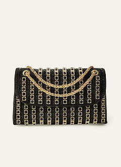 front Elegant Crystal-Embellished Evening Bag