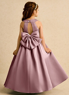 Azazie Daisies Flower Girl Dresses Dusty Rose Ball-Gown Bow Matte Satin Dress image7