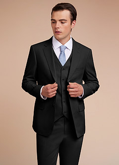 front Carter Black Cotton Linen Blend Suit Jacket