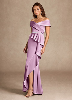 Azazie Dareia Mother of the Bride Dresses Wisteria Mermaid Off the Shoulder Stretch Satin Dress image7