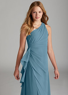 Azazie Maive Junior Bermuda A-Line Pleated Chiffon Dress image4