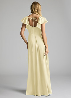 Azazie Bondi Bridesmaid Dresses Lemon Sorbet A-Line Bow Stretch Satin Dress image4