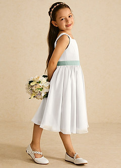 Azazie Elina Flower Girl Dresses Ivory Agave A-Line Sleeveless Chiffon Dress image3