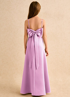 Azazie Joella Girls Formal Flower Girl Dresses Candy Pink A-Line Pleated Matte Satin Dress image4