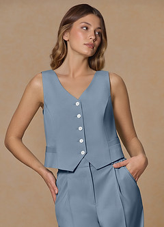 front Rowan Dusty Blue Refined Weave Performance vest