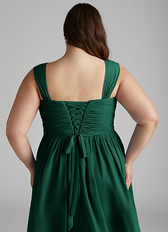 Azazie Angie Bridesmaid Dresses Emerald A-Line Corset Chiffon Dress image16