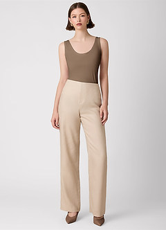 front 100% European Linen Wide-Leg Pants