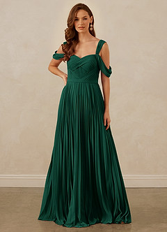 Christian Siriano Bridal for Azazie 1013 Bridesmaid Dresses Emerald A-Line Off the Shoulder Chiffon Dress image8