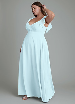 Azazie Leilani Bridesmaid Dresses Cloud Blue A-Line Pleated Chiffon Dress image11