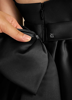 Azazie Davine Flower Girl Dresses Black A-Line Spaghetti Strap Matte Satin Dress image11