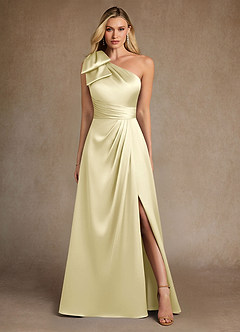 Azazie Easton Kleider für die Brautmutter A-Linie One-Shoulder Stretch-Satin Kleid Zitronensorbet image1