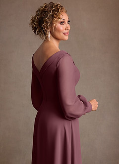Azazie Paterson Kleider für die Brautmutter A-Linie Plissee Chiffon Kleid Sangria image7
