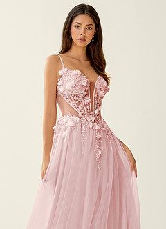 Eulalie Pink 3D Flowers Corset Lace Up Back Prom Dress image4