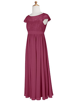 Azazie Silvermist Junior Mulberry A-Line Pleated Chiffon Dress image10