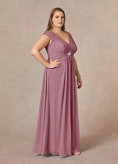 Azazie Star Mother of the Bride Dresses Vintage Mauve A-Line V-Neck sequins Chiffon Dress image9