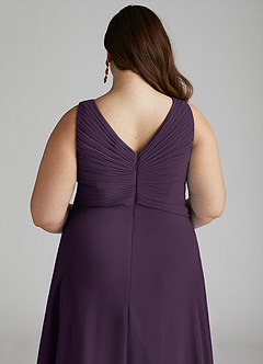 Azazie Flora Bridesmaid Dresses Plum A-Line Pleated Chiffon Dress image14
