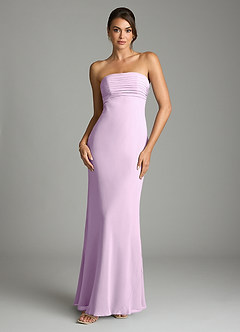 Azazie Saylor Vestidos de damas de honor Vestido de Lila Esmerilada de Gasa de Corte Sirena con Sin tirantes image3