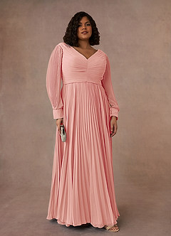 Azazie Zina Mother of the Bride Dresses Rosette A-Line Pleated Chiffon Dress image7
