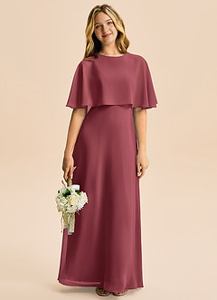 Azazie Maris Junior Robe Trapèze en Mousseline de soie Merlot image5